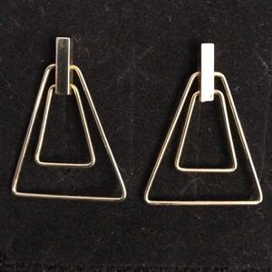 Vintage 80's Gold Tone Metal Pierced Earrings